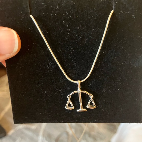 Sterling Awe Inspired Scales of Justice Pendant - Picture 2 of 3